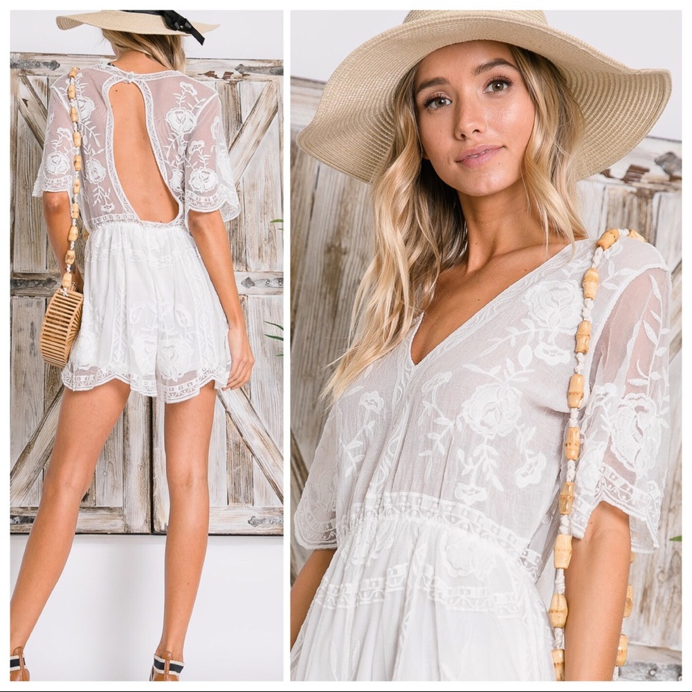 The Amelia White Boho Romper. - Picture 4 of 8